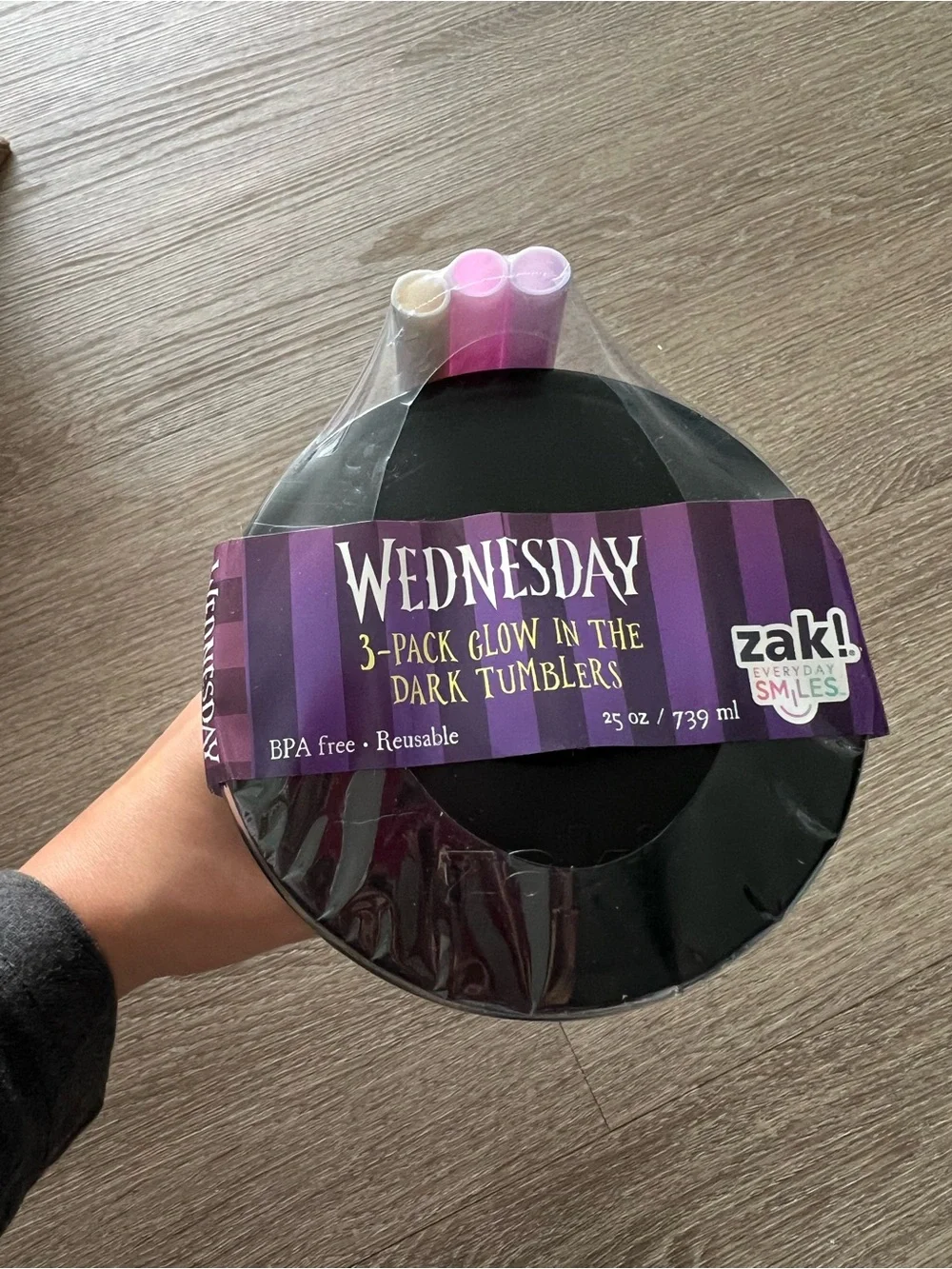 “Wednesday” 3-pack of Tumblers with straws